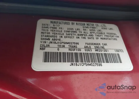 2017 Nissan Rogue Sport S z USA, uszkodzony, nr VIN JN1BJ1CP5HW027596